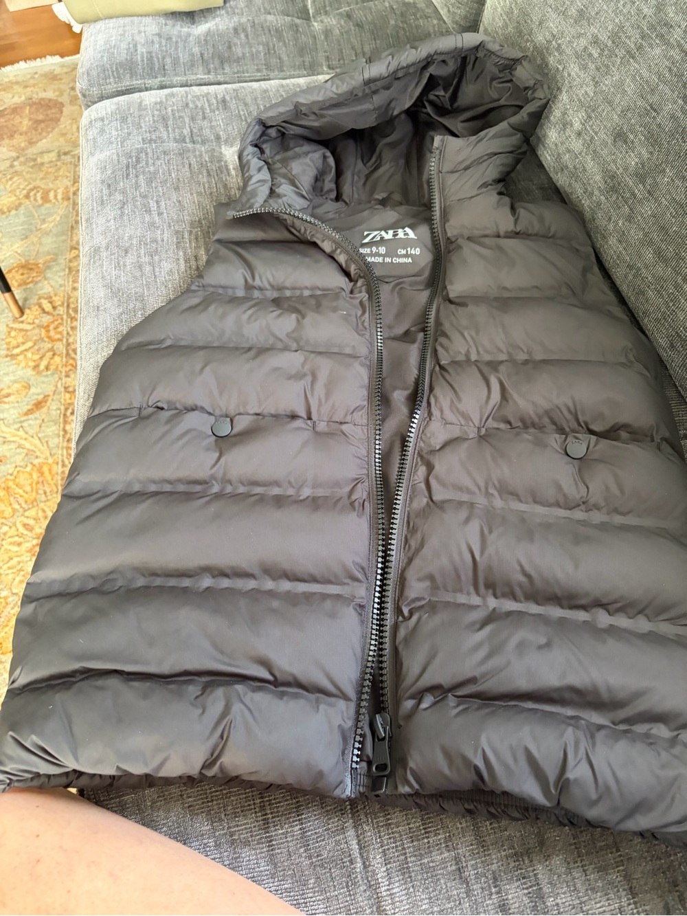 Zara Brown Puffer Hooded Vest